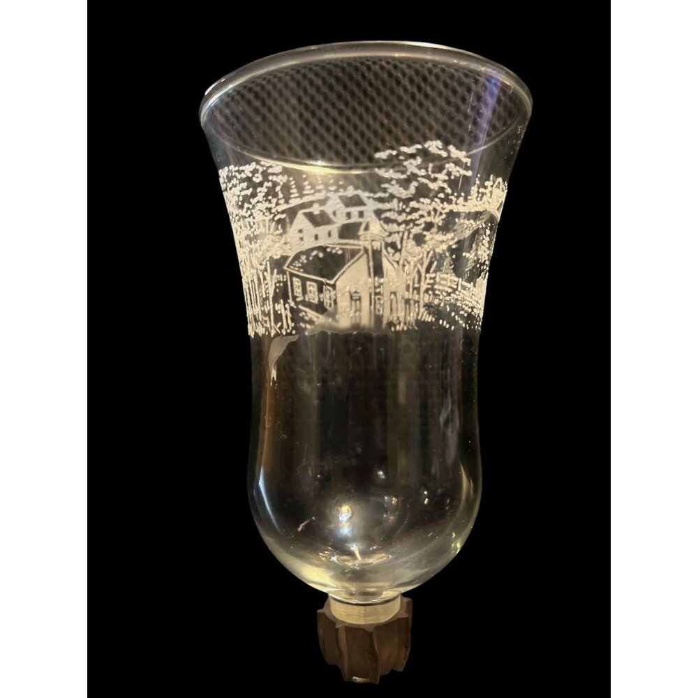 Vtg 4 Home Interiors Etched Glass Votive Candle Cups Winter Church Scene - Picture 3 of 6